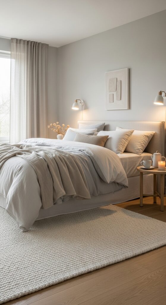 π§ββοΈ The Importance of a Peaceful BedroomA peaceful bedroom setup is essential for mental well-being. In US homes, bedrooms are designed as personal retreats where people can relax and recharge.A calm space improves sleep quality and reduces stress.π¨ Use Calming Neutral ColorsChoose a calming color palette like soft white, beige, or light gray. These tones create a soothing bedroom environment that promotes relaxation.ποΈ Focus on Comfort and SimplicityA peaceful bedroom should feel comfortable and uncluttered. Use soft bedding and minimal furniture to create a clean and relaxing space.π‘ Soft Lighting for a Relaxing MoodReplace harsh lights with warm ambient lighting to create a gentle and calming atmosphere. Lighting plays a key role in building a peaceful bedroom vibe.πΏ Add Natural and Soft ElementsIncorporate plants, wooden textures, and natural fabrics to create a balanced and calming environment.π§Ή Declutter for Mental ClarityA clutter-free space leads to a clutter-free mind. Keep your bedroom organized to maintain a peaceful and stress-free atmosphere.π―οΈ Add Relaxing Finishing TouchesCandles, soft curtains, and subtle decor can turn your bedroom into a spa-like retreat.