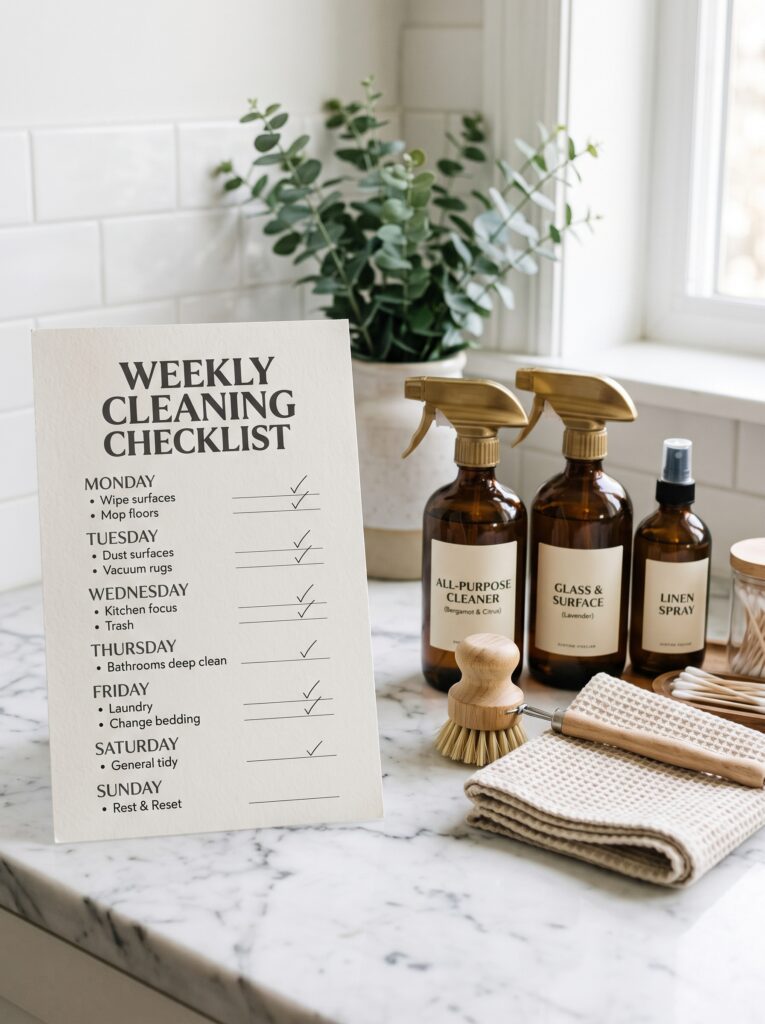 The Ultimate Weekly Cleaning Checklist That Actually Keeps Your Home Spotless