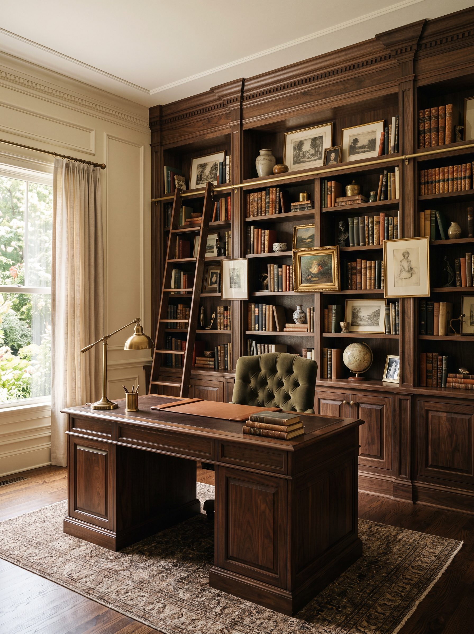 Library Wall Home Office Ideas for a Sophisticated and Inspiring Work-From-Home Space