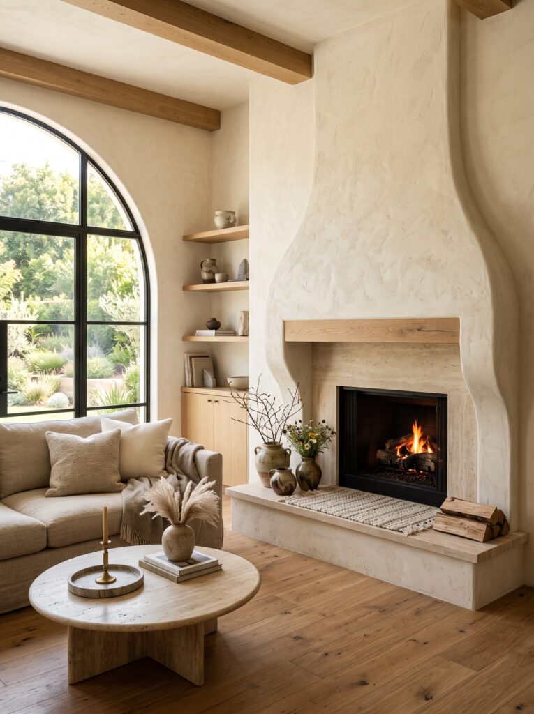Plaster Fireplace Ideas for a Soft, Organic Luxury Look