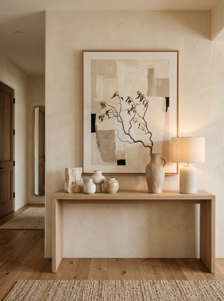 Monochromatic Console Styling Ideas for a Quiet-Luxury Entry